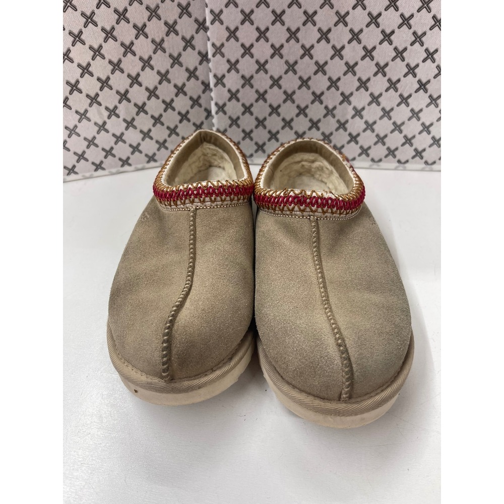 UGG Tasman Suede Slippers Tan Sand Red Braid Slip On Shoes Womens 7 5955